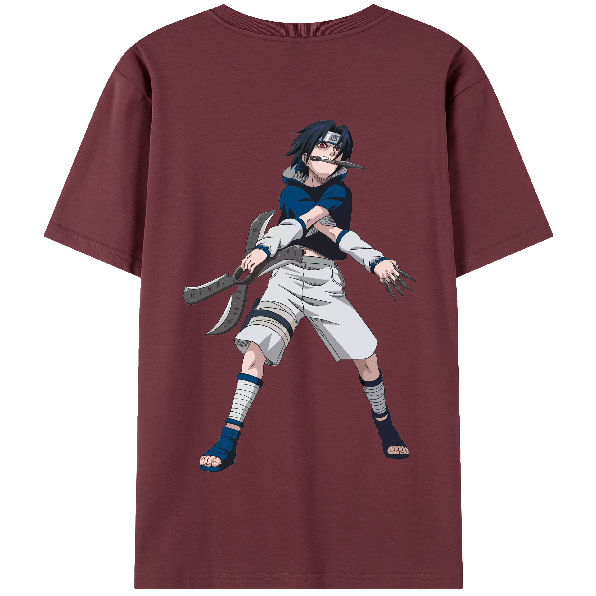 （画像用） NARUTO -ナルト- うちは サスケ Uchiha Sasuke 綿100％半袖Tシャツ（背面プリント）